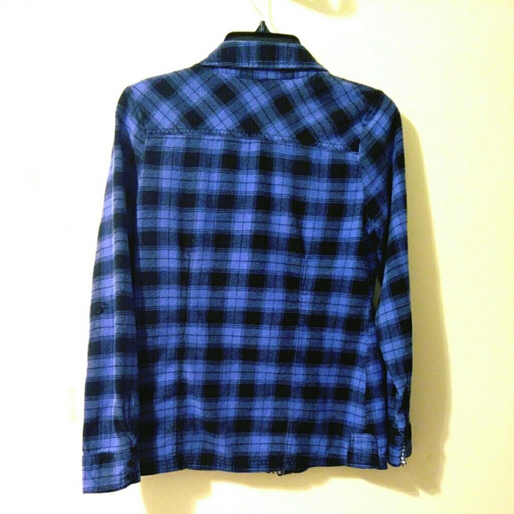 📦 SOLD 26 International Blue Black Flannel Shirt - Picture 3 of 6